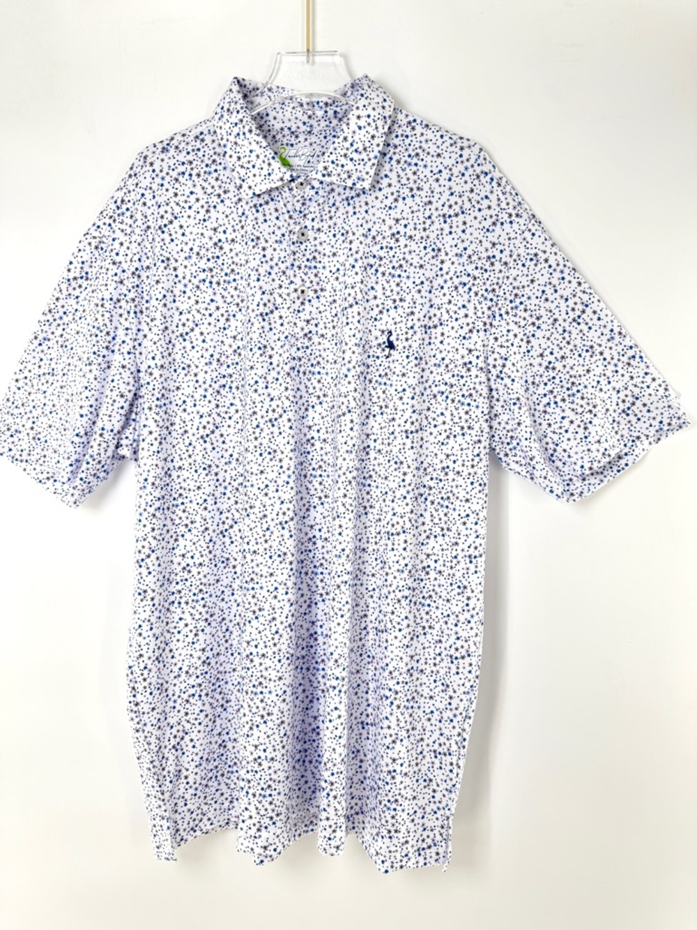 Tailor Byrd Ditsy Floral Performance Polo Golf Shirt White Blue Men's  Size XL - Picture 16 of 17